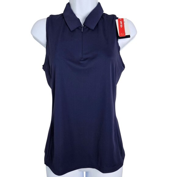 Baleaf Womens Sleeveless Golf Shirt Navy Blue Zipper Size XS UPF 50+ Protection - Picture 3 of 9